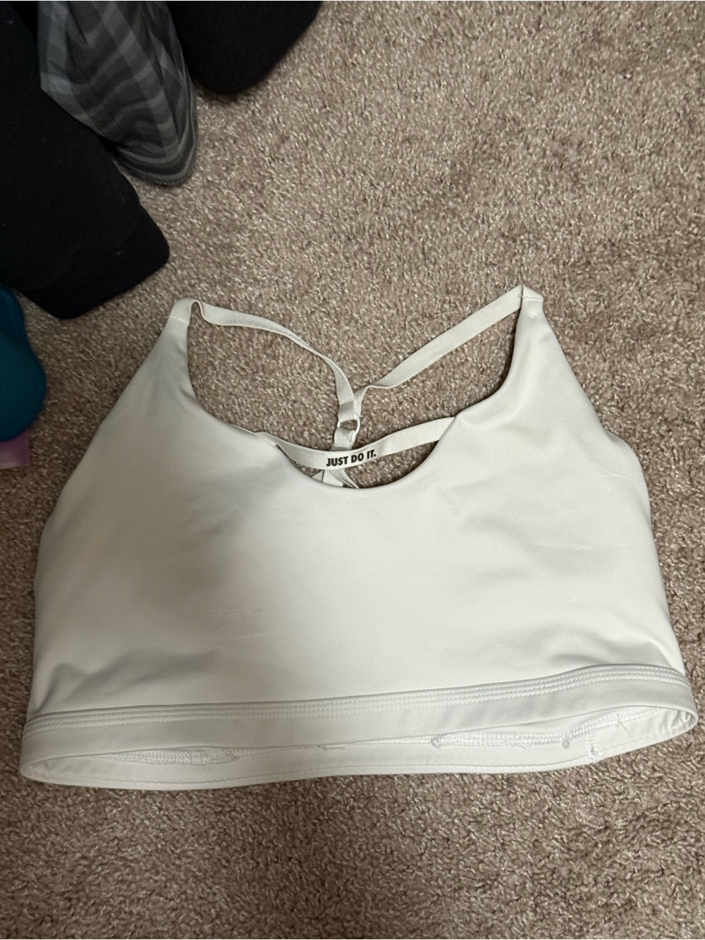 Nike White Strappy Racerback Sports Bra